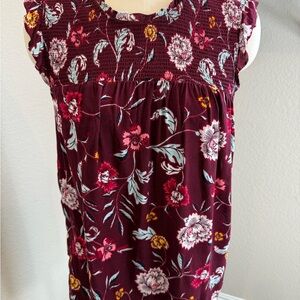 Old Navy Burgundy Floral Blouse